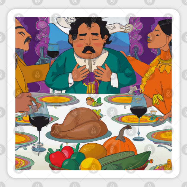 Thanksgiving Dinner after Diego Rivera Sticker by JohnCorney